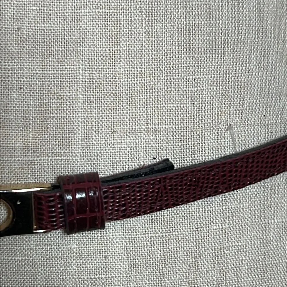 Skinny Belt, Faux Burgundy Reptile, with metal buckle